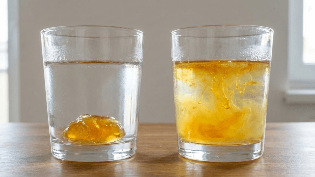 Honig Wasser Test Anleitung echter Honig sinkt zum Boden Fake Honig löst sich im Wasserglas auf