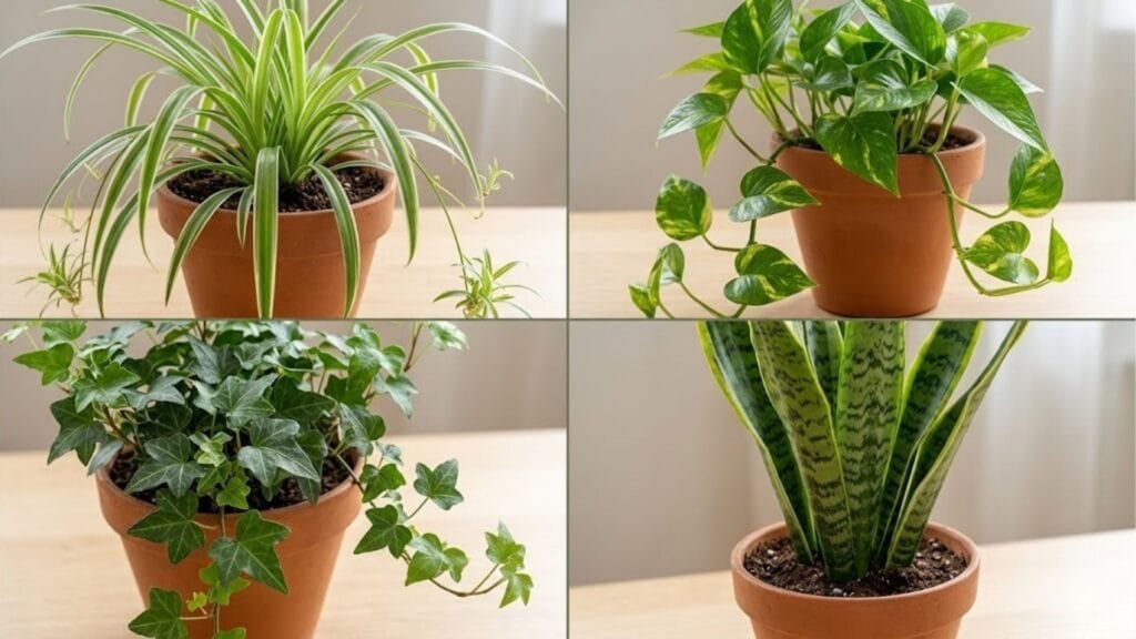 Pflegeleichte Zimmerpflanzen: Grünlilie, Efeutute, Efeu und Bogenhanf